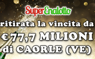 Il vincitore del jackpot del SuperEnalotto da 77,7 milioni del 1 agosto 2017 passa all'incasso