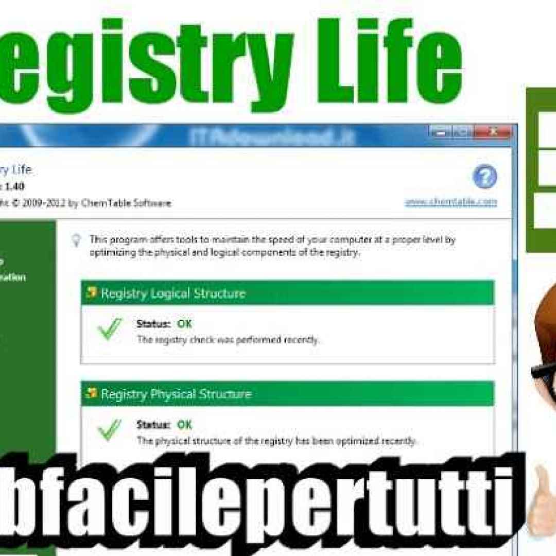 (Registry Life) Programma Gratuito Per Analizzare il Registro Di Windows e Rilevare e Riparare Gli Errori