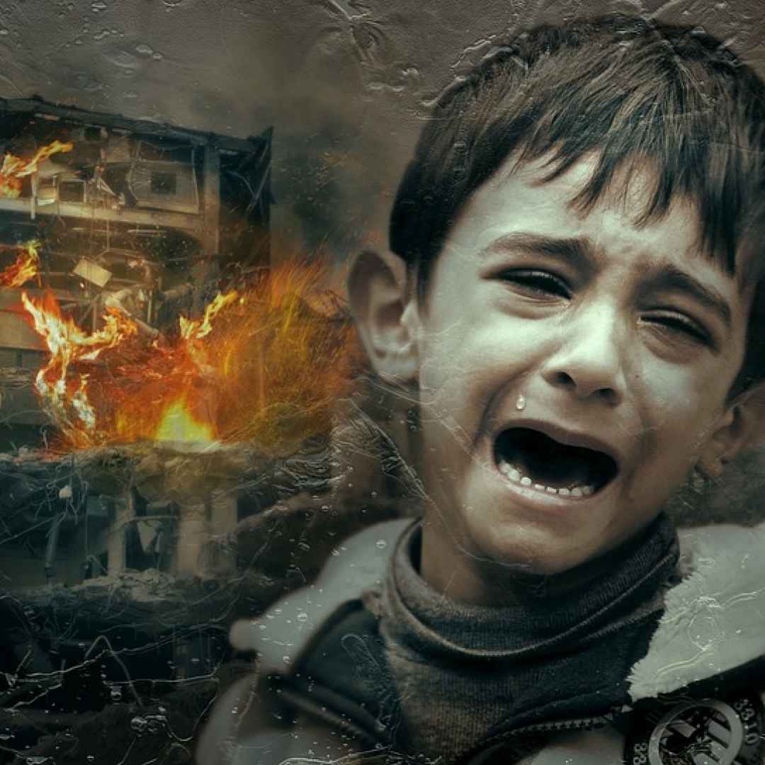 bambini pianto guerra siria orrore