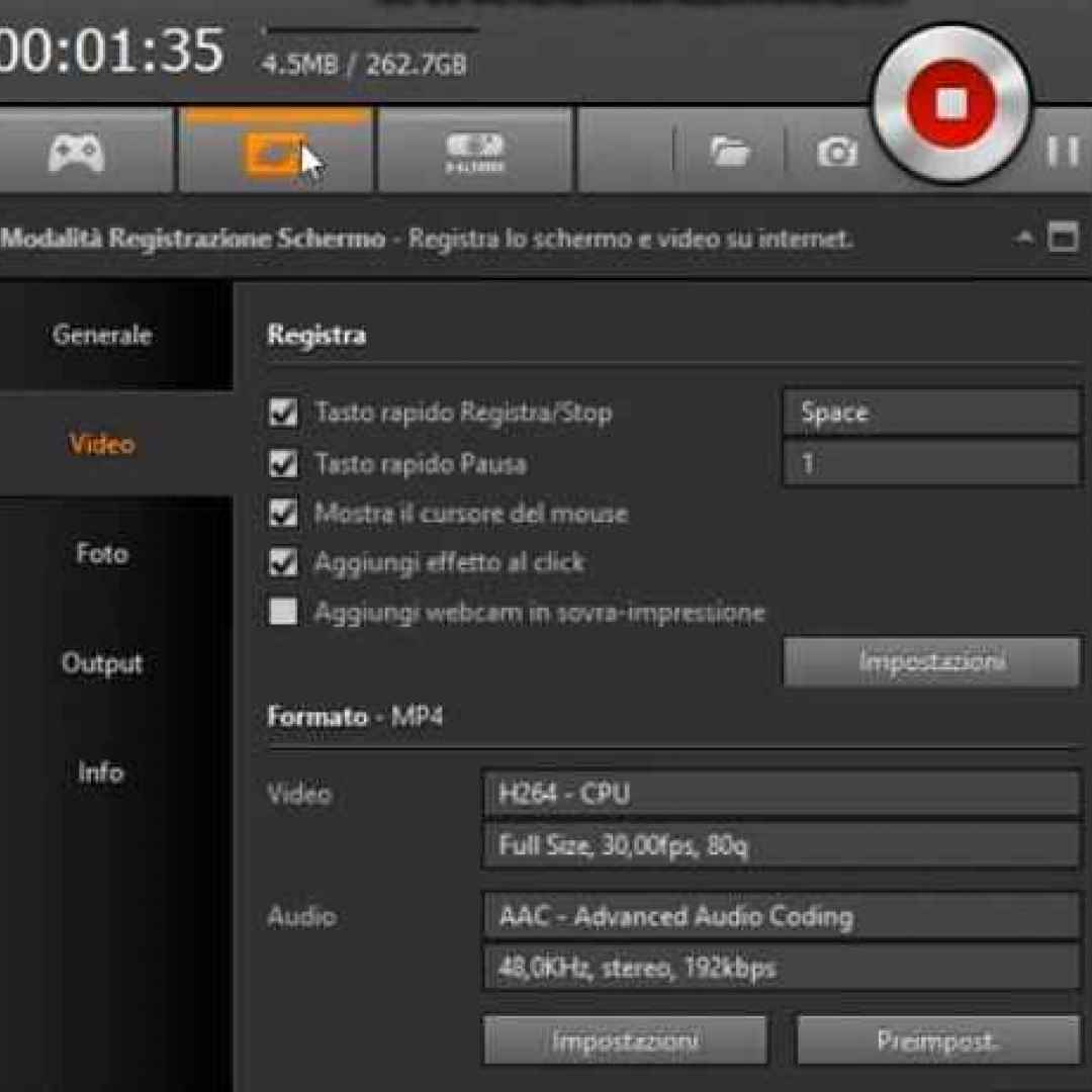 registrare schermo  video editing camta