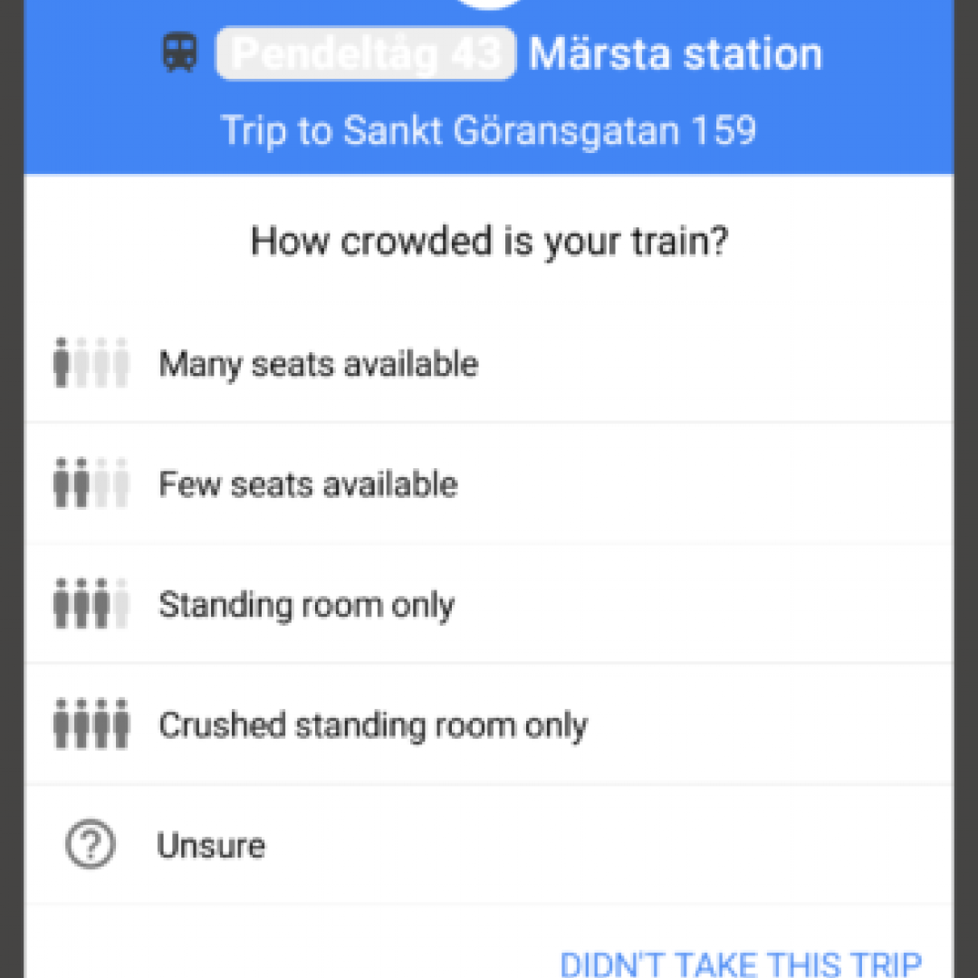 Google Maps ora permette di segnalare quanto è affollato il treno