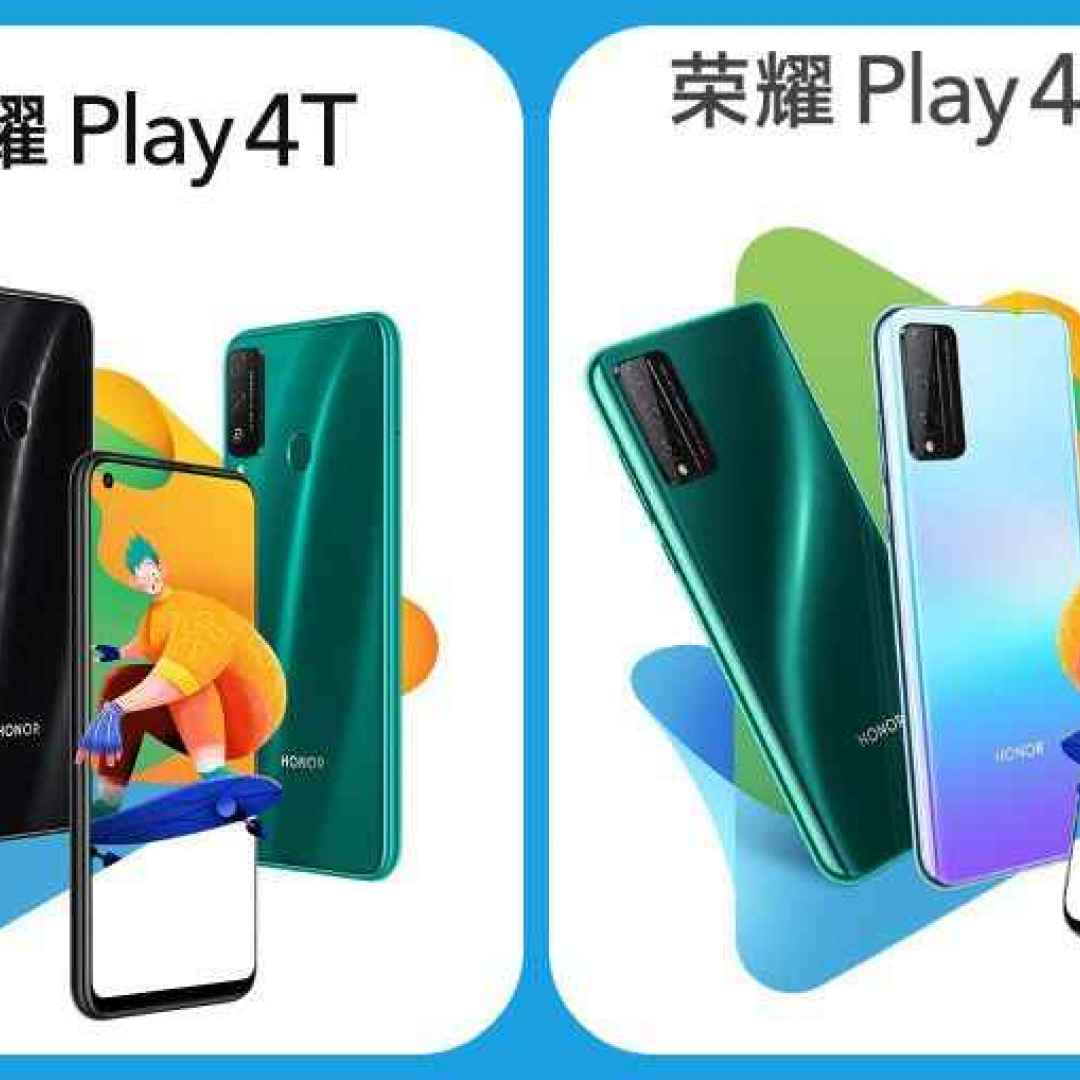 Domani Honor presenterà Honor Play 4T e Honor Play 4T Pro: ecco le caratteristiche ed il design dei due smartphone