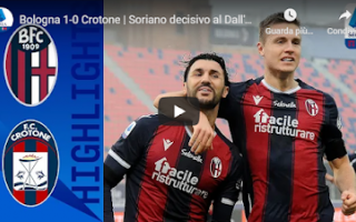 Serie A: bologna crotone video gol calcio