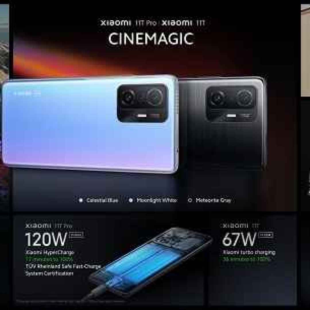 Xiaomi 11T Pro e Xiaomi 11T presentati ufficialmente: ricarica rapida 120W, tanta potenza e Cinemagic