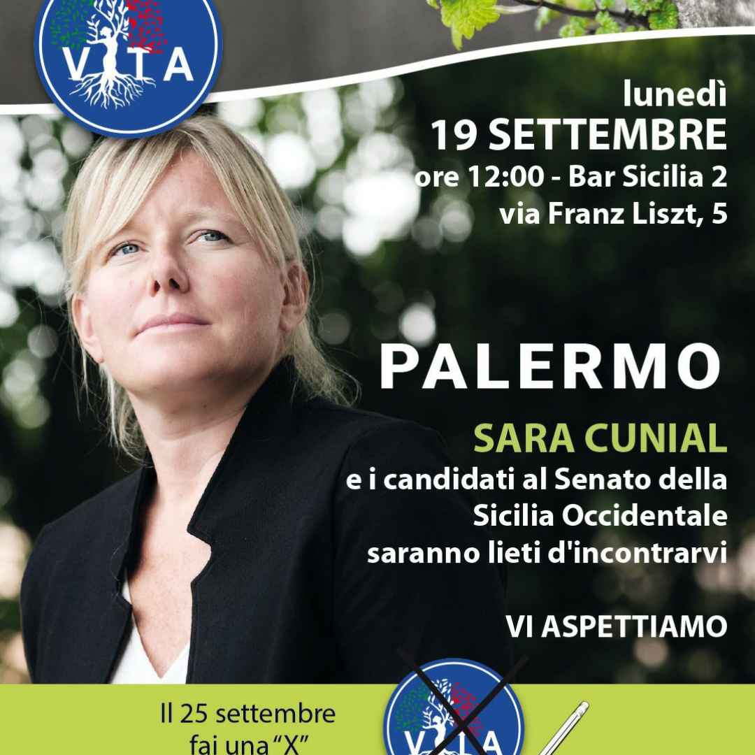 Sara Cunial con VITA a Palermo  lunedì 19 settembre