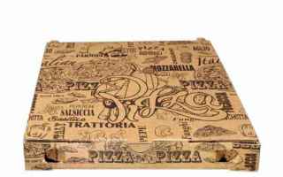 Box per pizza da asporto 24×24 Avana h. 3 cm, con chiusura Italiana (Occhiellata) al 100% alimentar