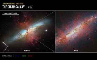 Un eccezionale ritmo di formazione stellare nella galassia M82 osservato dal telescopio spaziale James Webb