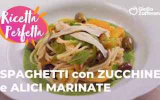 [VIDEO RICETTA] Spaghetti con Crema di Zucchine, Pomodorini Gialli e Alici Marinate