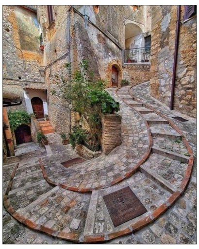 View of a climbing curve of a street.