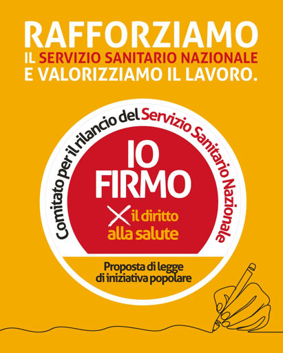 Proposta di legge di iniziativa popolare per il diritto alla salute.

Rendiamo effettivo il diritto alla tutela della salute nel rispetto della Costituzione e della Legge 833/1978, rafforzando il Servizio Sanitario Nazionale e valorizzando il lavoro.

Firma nei banchetti in piazza o digitalmente.

https://www.cgil.it/proposte-di-legge-di-iniziativa-popolare/diritto-alla-salute