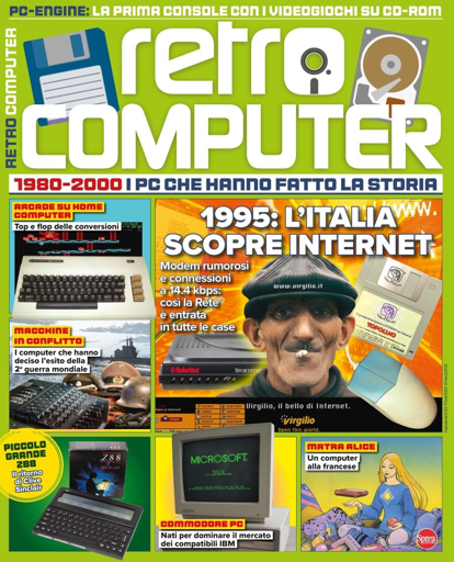 La copertina della rivista Retro Computer n. 9. Il titolo principale recita: "1995, l'Italia scopre Internet".