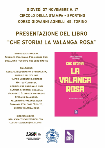 Locandina presentazione libro Valanga Rosa a Torino