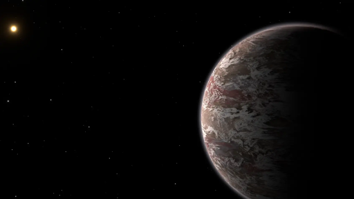 Rappresentazione artistica del pianeta Epsilon Indi Ab, con nubi d’acqua sopra la sua atmosfera dominata dall’ammoniaca.