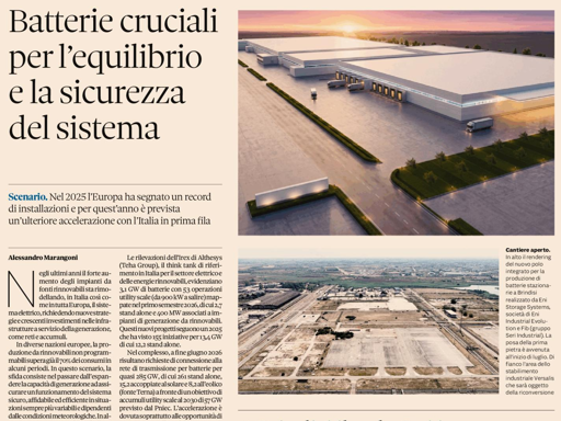 Batterie cruciali per l'equilibrio e la sicurezza del sistema - Il Sole 24 ore