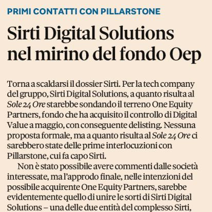Sirti Digital Solutions nel mirino del fondo Oep - Il Sole 24 Ore