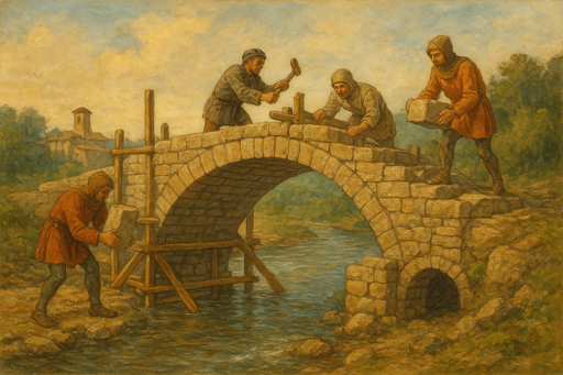 Antichi muratori edificano un ponte