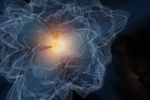 Questa rappresentazione artistica mostra il confine nell'atmosfera solare dove la velocità del vento solare verso l'esterno diventa superiore alla velocità delle onde magnetiche. L'area sembra oscillare tra una forma appuntita e una spumosa ed è il punto di non ritorno per il materiale che sfugge alla presa magnetica del sole.