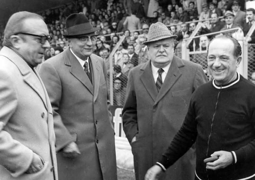 Lo storico triumvirato alla guida della Reggiana: Carlo Visconti, Gino Lari e Giovanni Degola. Il quarto a destra Abramo Cimurri