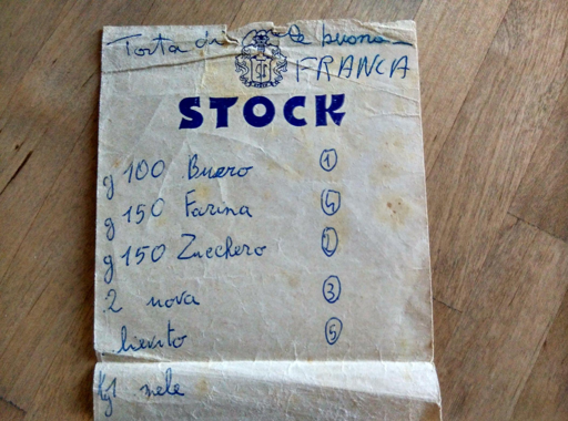 la ricetta della torta di mele buona della mia amica Franca, 1965 ca.