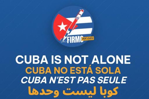 immagine per la campagna cuba non è sola con logo e testo in varie lingue