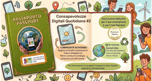 Mentre ho finito la versione preliminare del sito https://pwa-terra-v23.vercel.app e inizio a sviluppare la vera e propria pwa con le mie intelligenze artificiali, scrivo questo post, il secondo post sulle Consapevolezze Digitali Quotidiane.

Luminosità dello schermo: un gesto semplice, un grande impatto.

A volte basta abbassare un po’ la luminosità per far respirare meglio lo smartphone.
Lo schermo è tra le componenti che consumano più energia: tenerlo regolato al livello necessario aiuta la batteria a durare di più e rende il dispositivo più efficiente nel lungo periodo.
Meno consumo, meno ricariche inutili, più attenzione all’energia che usiamo ogni giorno. La batteria dura più a lungo e ci sono meno rifiuti. 

​Tu come tieni la luminosità del tuo smartphone? 
Usi la luminosità automatica o preferisci regolarla manualmente?
Raccontacelo nei commenti! 📱✨

​#passaportoeticodigitale #benesseredigitale #sostenibilitadigitale #consapevolezzadigitalequotidiana