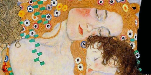 Celebre dipinto di Klimt, ci mostra una madre sdraiata che dorme, accanto alla sua bambina addormentata anche lei. La madre ha i capelli rossi, la bimba i capelli castani; sui capelli della madre sono sparse moltissime corolle di fiori bianchi e gialli.