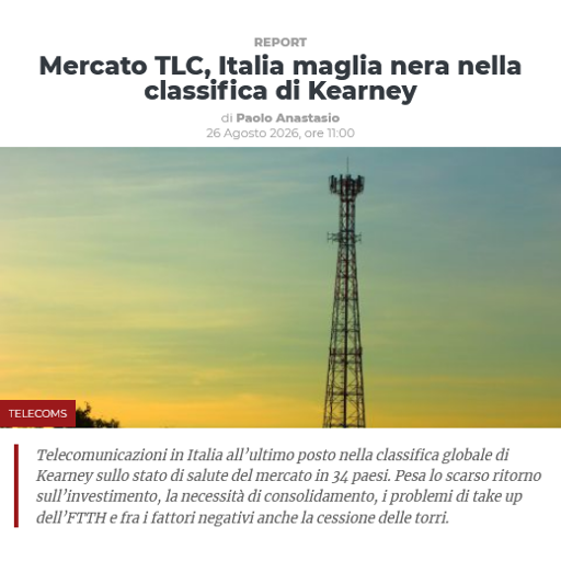 Mercato TLC, Italia maglia nera nella classifica di Kearney - Key4Biz
