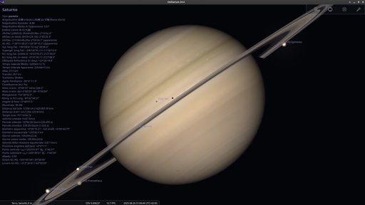 Stellarium, Saturno e la sua luna Teti