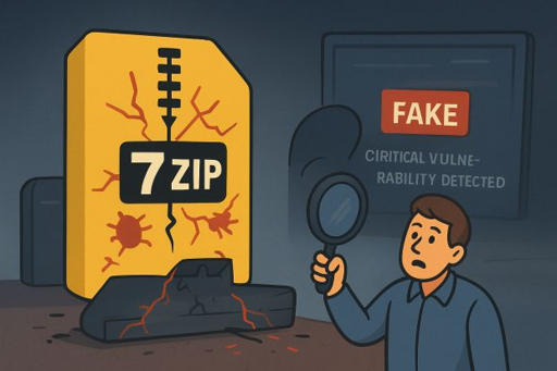 Un utente che guarda l'icona di 7-Zip con delle crepe
