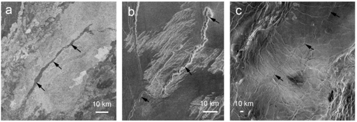 Esempi di canali lavici su Venere. Immagini SAR della missione Magellan .