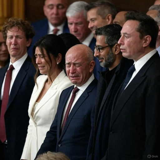 
Mark Zuckerberg, Lauren Sanchez, Jeff Bezos, Sundar Pichai e Elon Musk al giuramento di TrumpJulia Demaree Nikhinson - Pool/Getty Images. Ma in questa foto invece che ridere vengono fatti piangere grazie alla modifica di Grok 