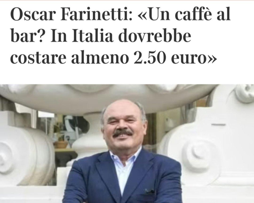 Oscar farinetti un caffè al bar in Italia dovrebbe costare almeno €2,50