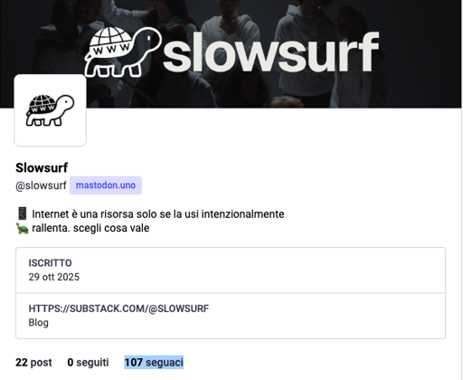 107 seguaci su Slowsurf

