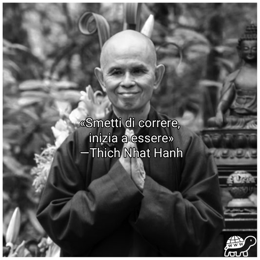 Frase di Thich Nhat Hanh:"Smetti di correre, inizia a essere"