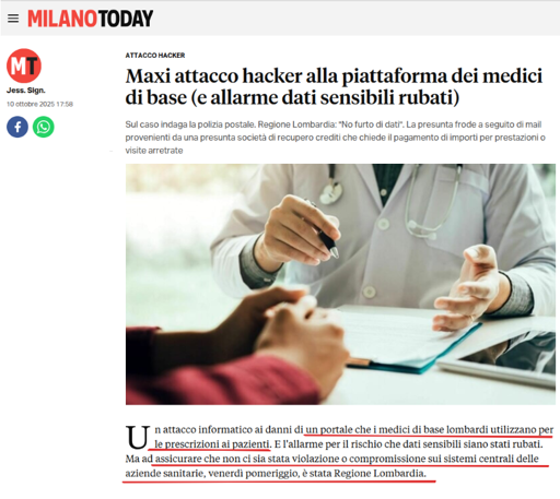 Articolo di MilanoToday sull'attacco
