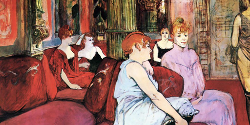 Celebre dipinto di Toulouse-Lautrec che ritrae alcune prostitute sui divani di una casa chiusa, in attesa dei clienti. L'arredamento è sui toni del rosso; le donne indossano ampie vestaglie generalmente di colore chiaro, e quasi tutte hanno i capelli lunghi e rossi, variamente acconciati