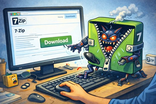 Un Pc con il Trojan "camuffato" da 7-Zip