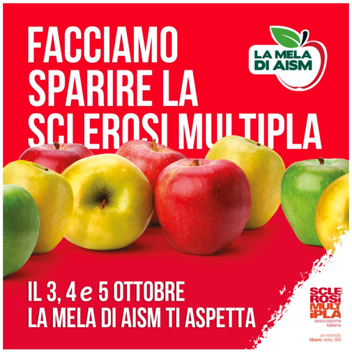 È iniziato il conto alla rovescia: la Mela di AISM è pronta a diffondersi nelle principali piazze di tutta Italia per raccogliere fondi preziosi per i servizi dedicati alle persone con sclerosi multipla e patologie correlate, oltre a progetti di ricerca. Venerdi’ 3, sabato 4 e domenica 5 ottobre i volontari AISM ti aspettano in piazza con un sorriso e con sacchetti di mele gialle, rosse e verdi! Non mancare: insieme possiamo fare la differenza! … https://www.aism.it/