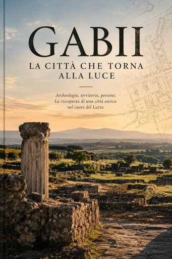 L’immagine rappresenta il sito archeologico di Gabii, con i resti delle strutture antiche e il paesaggio circostante. Sono visibili elementi delle rovine del Parco archeologico, che documentano la storia dell’antica città lungo il tracciato della via Prenestina. L’immagine richiama anche il collegamento tra il sito, la Metro C e la linea 052D.