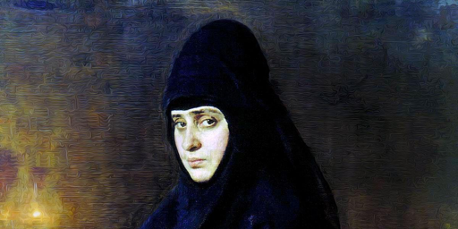 Dipinto che ci mostra, su sfondo scuro, una suora velata con un abito nero. Tutto ciò fa risaltare il pallore del viso e la profondità dello sguardo enigmatico.