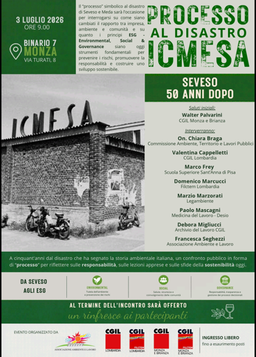 Il "processo" simbolico al disastro di Seveso e Meda sarà l'occasione per interrogarsi su come siano cambiati il rapporto tra impresa, ambiente e comunità e su quanto i principi ESG Environmental, Social Governance siano oggi strumenti fondamentali prevenire i rischi, promuovere la responsabilità e costruire uno sviluppo sostenibile.